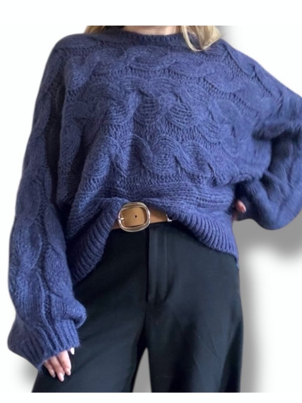 FARM RIO MAXI CABLE CREWNECK SWEATER